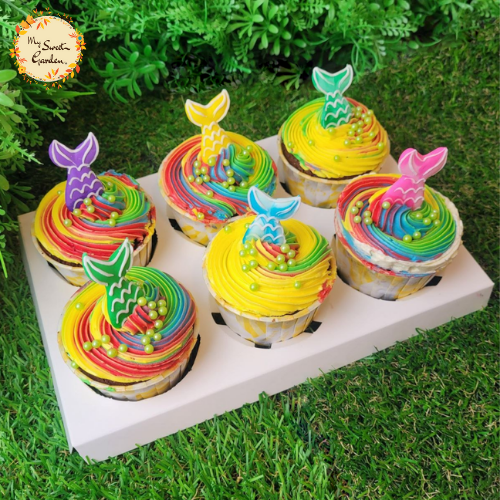 Mermaid Tail Swirl Artistic Cupcake A