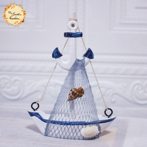 Decorative Mediterranean Boat Ceramic Figurine Ornament