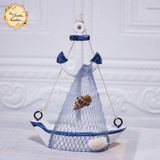 Decorative Mediterranean Boat Ceramic Figurine Ornament
