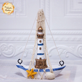 Decorative Mediterranean Boat Ceramic Figurine Ornament