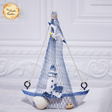 Decorative Mediterranean Boat Ceramic Figurine Ornament