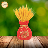 Pouch Figurine with Real Wheat Decoration