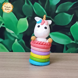 Unicorn in Rainbow Clay Figurine
