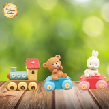 Animal on Train Clay Figurine Set