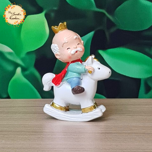 Elderly (Grandma & Grandpa) Riding Unicorn Ceramic Figurine