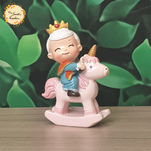 Elderly (Grandma & Grandpa) Riding Unicorn Ceramic Figurine