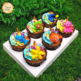 Assorted Sea Creatures Artistic Cupcake