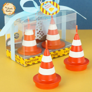 Traffic Cone Themed Candle
