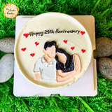 Korean Couple Love Illustrated Cake
