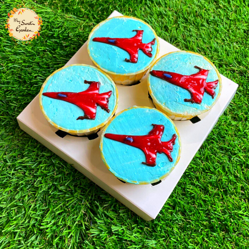 Jet Plane Illustrated Cupcake