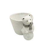 Polar Bear Flower Pot LED Glittered Ceramic