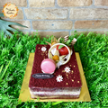 Red Velvet with Macaron & Fresh Berries Cake