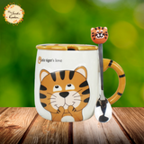 Tiger Theme Mug with Lid and Stirrer