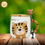 Tiger Theme Mug with Lid and Stirrer