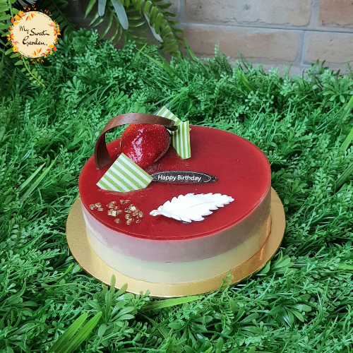 Strawberry White Chocolate Mousse Cake with Fresh Berries