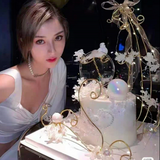 Feathery Bird Cage Cake Deco