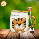 Tiger Theme Mug with Lid and Stirrer