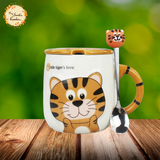 Tiger Theme Mug with Lid and Stirrer