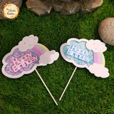 Happy Birthday with Cloud Shaker Paper Insert