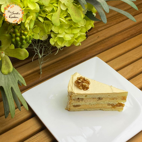 Sea Salt Caramel Walnut Sliced Cake