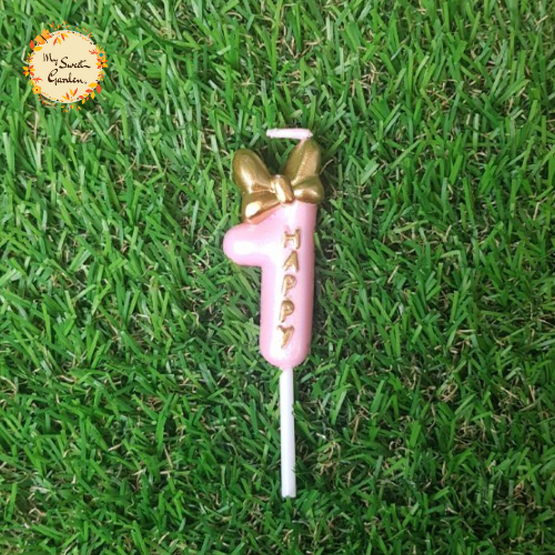 Ribbon Pink Happy Birthday Numbered Candle