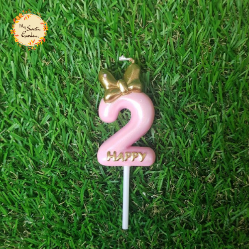 Ribbon Pink Happy Birthday Numbered Candle