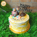 DIY Cursive Buttercream Painted Cake Base