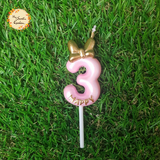 Ribbon Pink Happy Birthday Numbered Candle