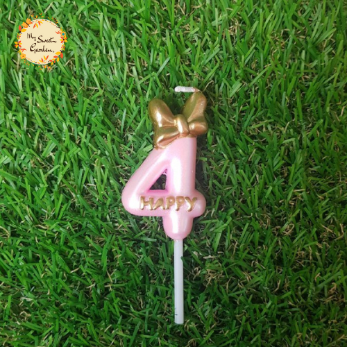 Ribbon Pink Happy Birthday Numbered Candle