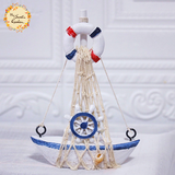 Decorative Mediterranean Boat Ceramic Figurine Ornament