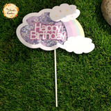 Happy Birthday with Cloud Shaker Paper Insert