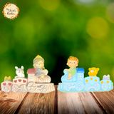 Cute Prince and Princess on Train Plastic Figurine