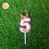 Ribbon Pink Happy Birthday Numbered Candle