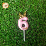Ribbon Pink Happy Birthday Numbered Candle