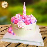 Melanie Unicorn Artistic Cake with Pink Drawn Eyes (Pink, Purple)
