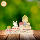 Cute Prince and Princess on Train Plastic Figurine