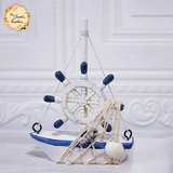Decorative Mediterranean Boat Ceramic Figurine Ornament