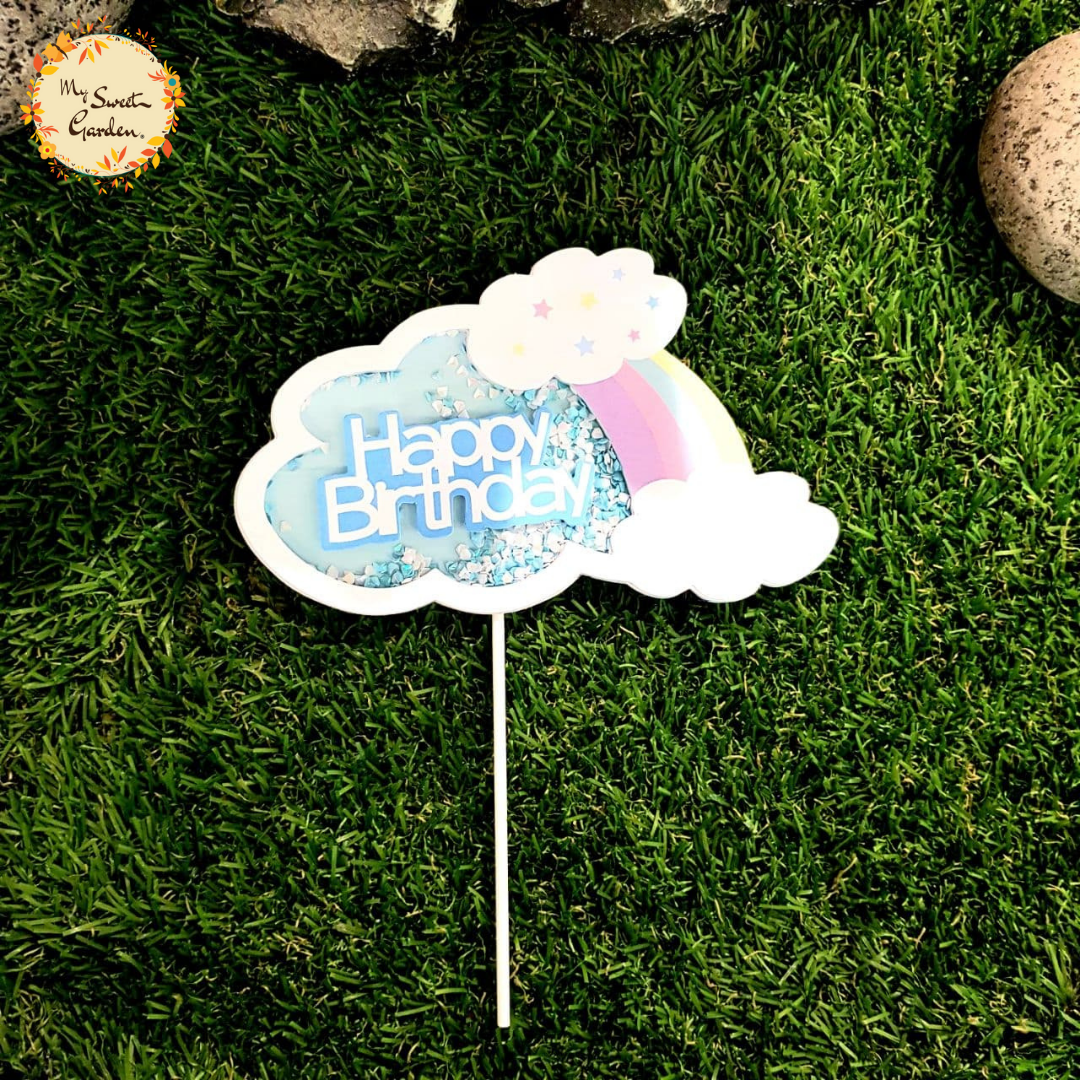 Happy Birthday with Cloud Shaker Paper Insert