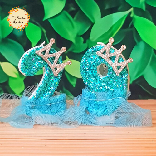 Sparkly Crown with Skirt Numbered Candle