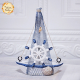 Decorative Mediterranean Boat Ceramic Figurine Ornament
