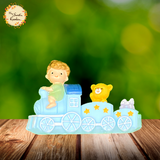 Cute Prince and Princess on Train Plastic Figurine