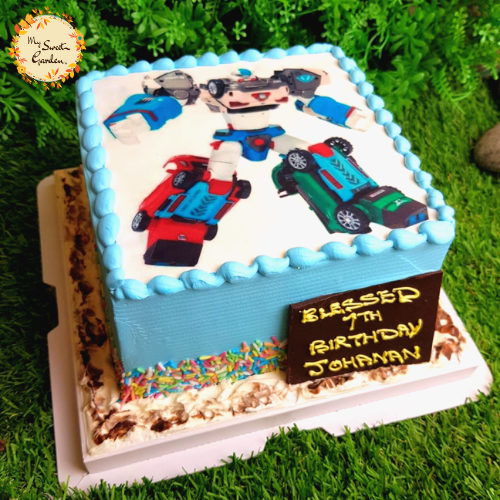 Square Combed Rainbow Sprinkled Digital Print Cake
