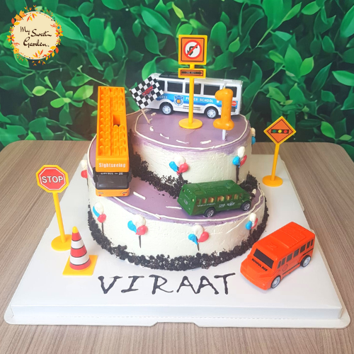 DIY Bus Themed Road Cake Design