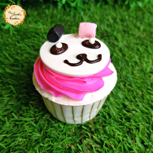 Pink Panda Artistic Cupcake