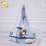 Decorative Mediterranean Boat Ceramic Figurine Ornament
