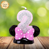 Mouse Ears with Ribbon Numbered Candle