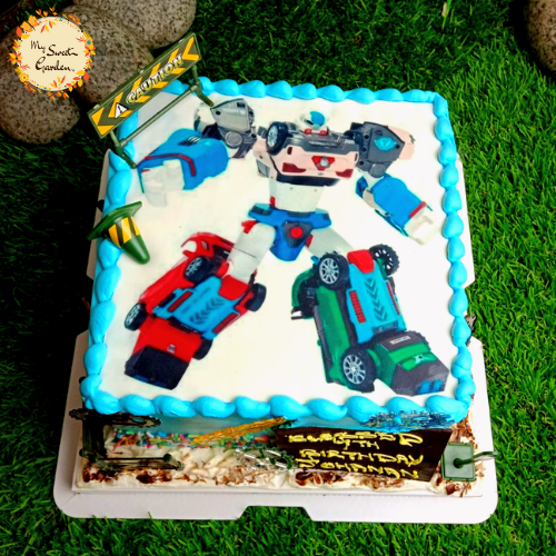 Square Combed Rainbow Sprinkled Digital Print Cake