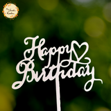 Cursive Happy Birthday with Heart Acrylic Insert