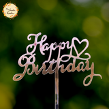 Cursive Happy Birthday with Heart Acrylic Insert