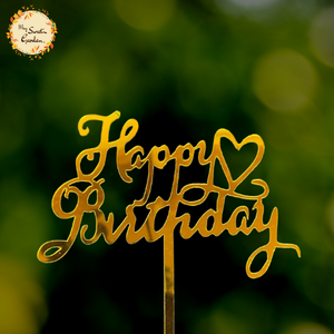 Cursive Happy Birthday with Heart Acrylic Insert